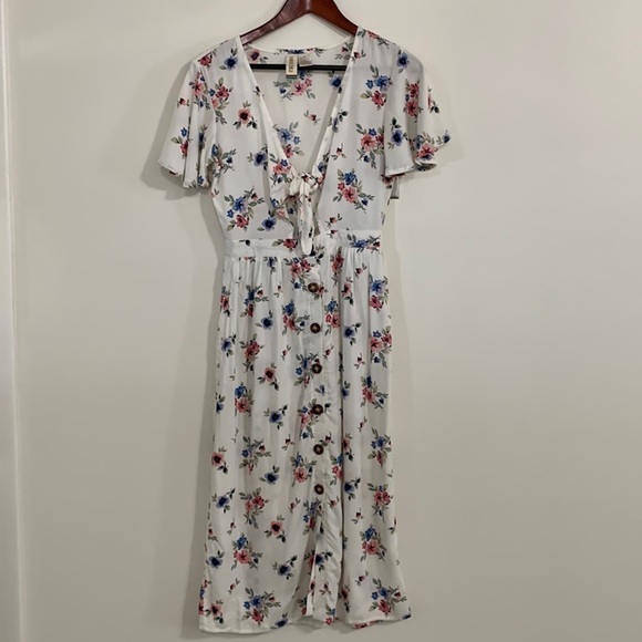 Mimi Chica S Floral Print Buttoned Front Dress - Picture 1 of 11
